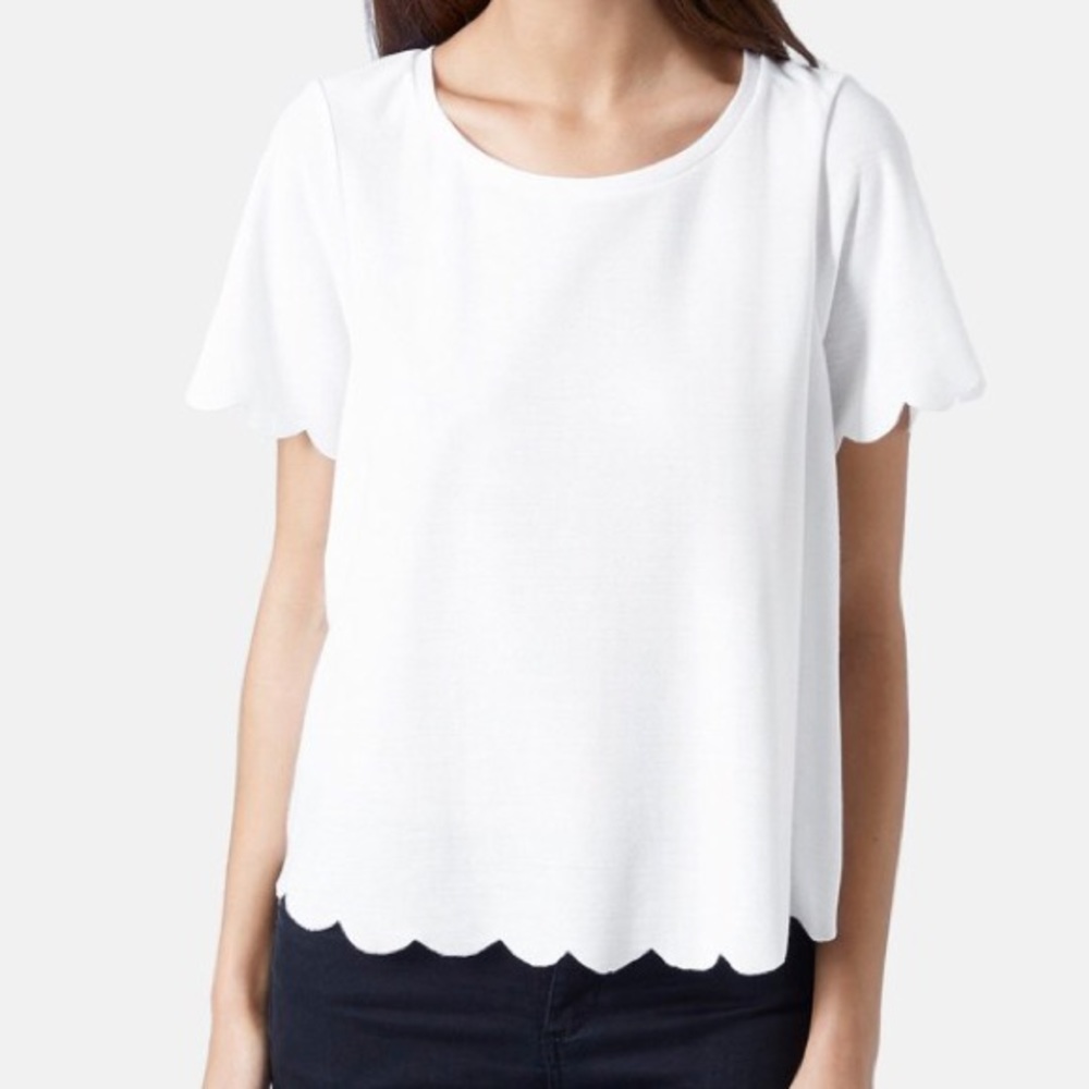 Topshop white scalloped tee